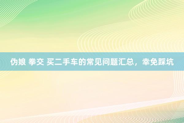 伪娘 拳交 买二手车的常见问题汇总，幸免踩坑