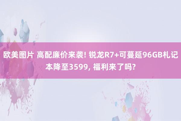 欧美图片 高配廉价来袭! 锐龙R7+可蔓延96GB札记本降至3599， 福利来了吗?