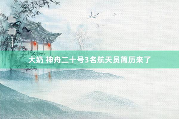 大奶 神舟二十号3名航天员简历来了