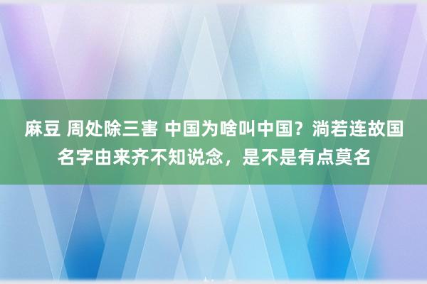 麻豆 周处除三害 中国为啥叫中国?淌若连故国名字由来齐不知说念,是不是有点莫名