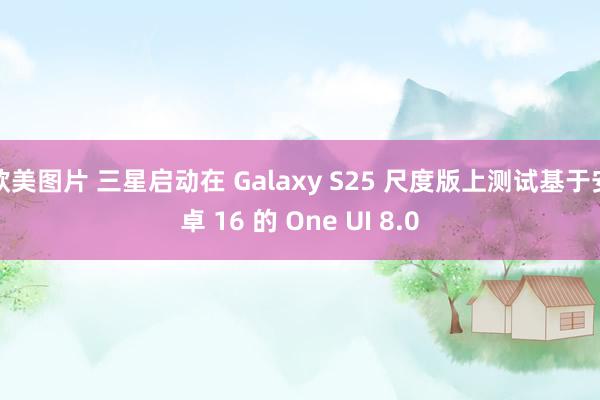 欧美图片 三星启动在 Galaxy S25 尺度版上测试基于安卓 16 的 One UI 8.0